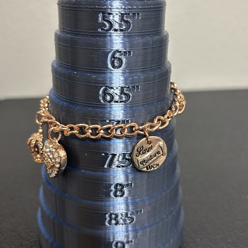 Juicy Couture Rose Gold Pave Crystal Puffy Heart Crown Queen Charm Bracelet - Picture 6 of 8